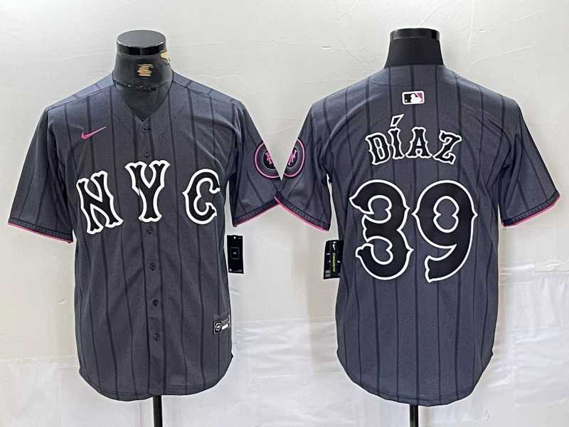 Mens New York Mets #39 Edwin Diaz Gray 2024 City Connect Cool Base Jersey